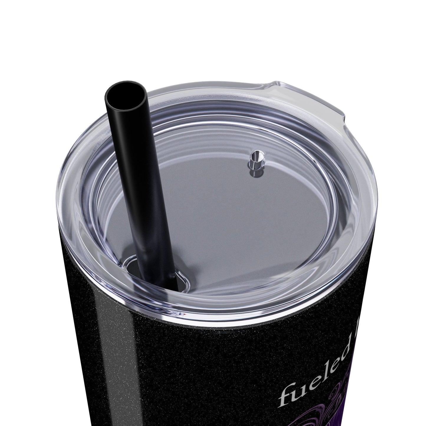 Fueled by Fiction & Fur glittery Skinny Tumbler with Straw, 20oz