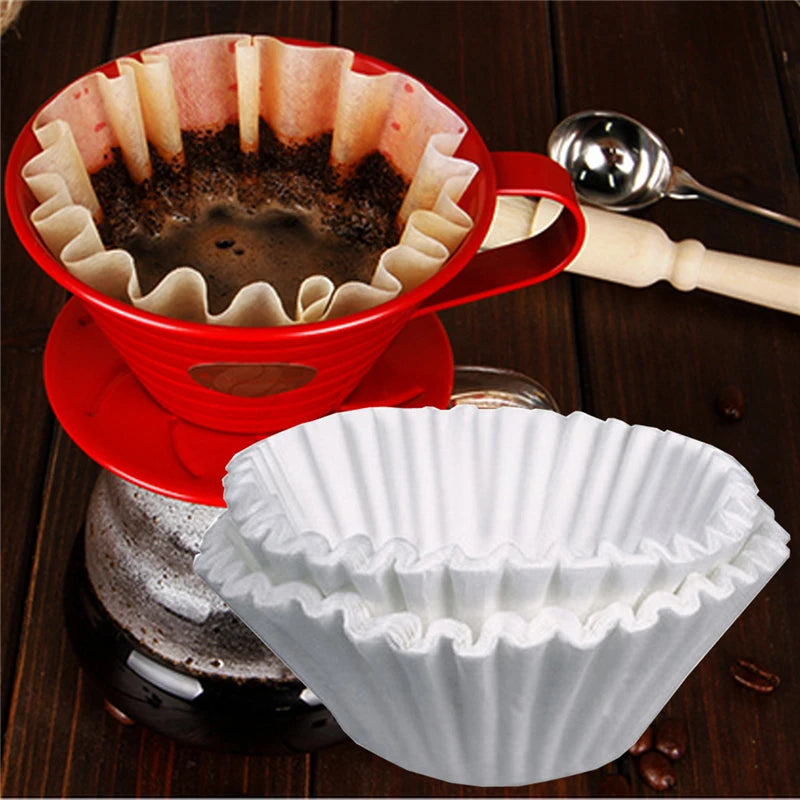 Arshen 50pcs/Set White Coffee Filters Single Serving Paper for Coffee Machine 24CM White Filter Paper Cake Cup Coffee Paper Bowl