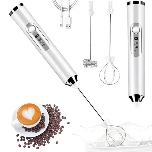 Electric Milk Frother Portable USB Egg Beater Hand Held Coffee Whisk Foam Mixer Rechargeable Kitchen Household Milk Foamer