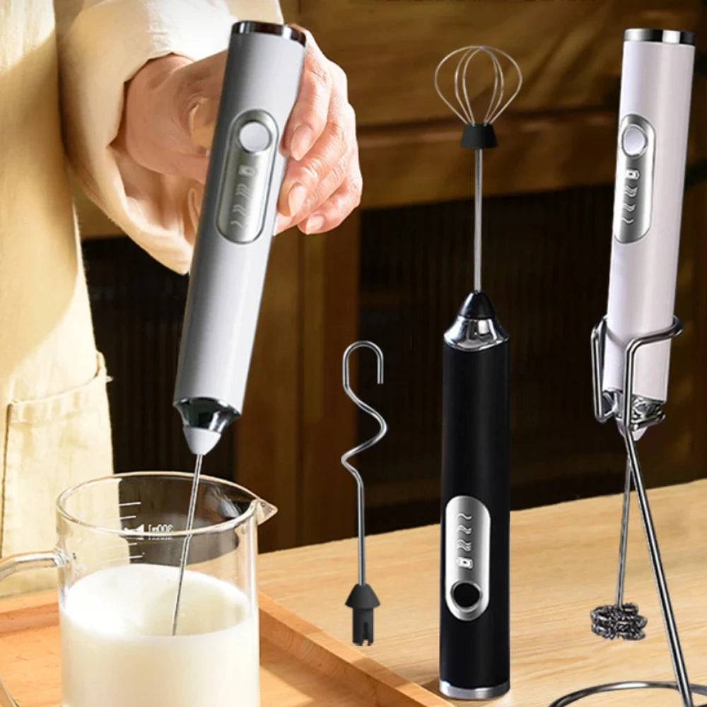 Electric Milk Frother Portable USB Egg Beater Hand Held Coffee Whisk Foam Mixer Rechargeable Kitchen Household Milk Foamer